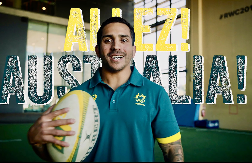 Rugby Sevens player Maurice Longbottom features in the Olympic team video promoting the “Allez Aus” - “Come on Australia” chant for the 2024 Paris Games.  