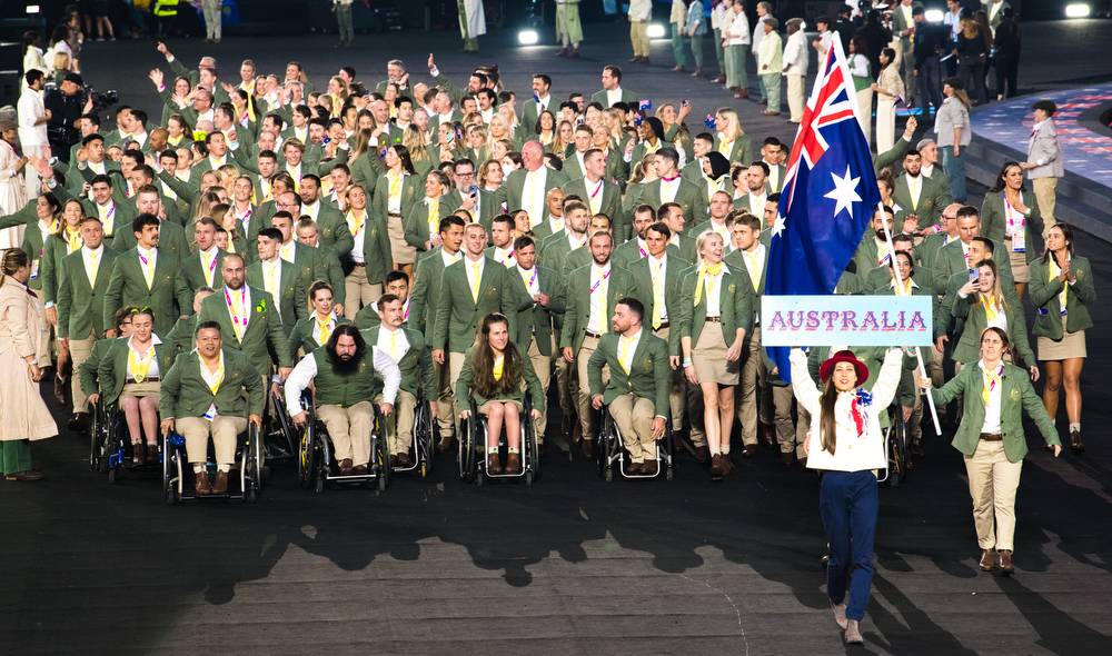 Athletes arriving at the Commonwealth Games opening Ceremony